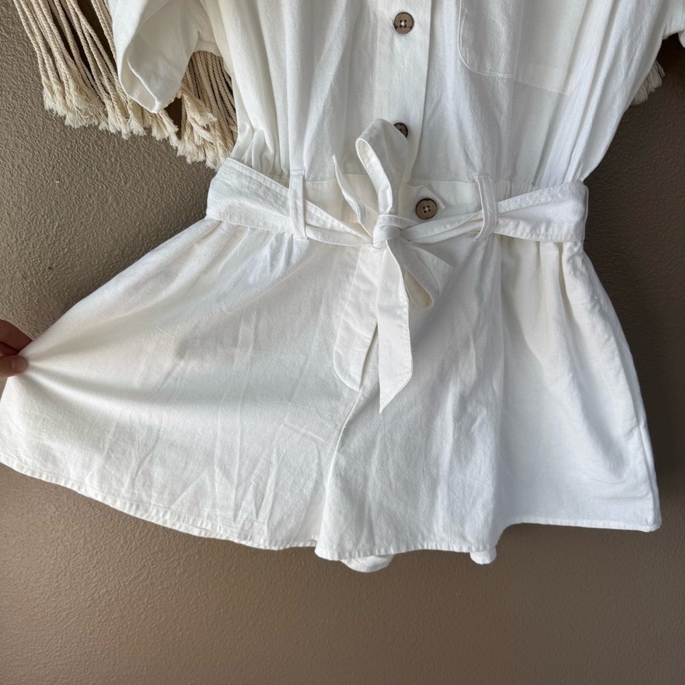 FREE‎ PEOPLE No Plans White Button Front Romper Playsuit EUC C - Picture 7 of 12
